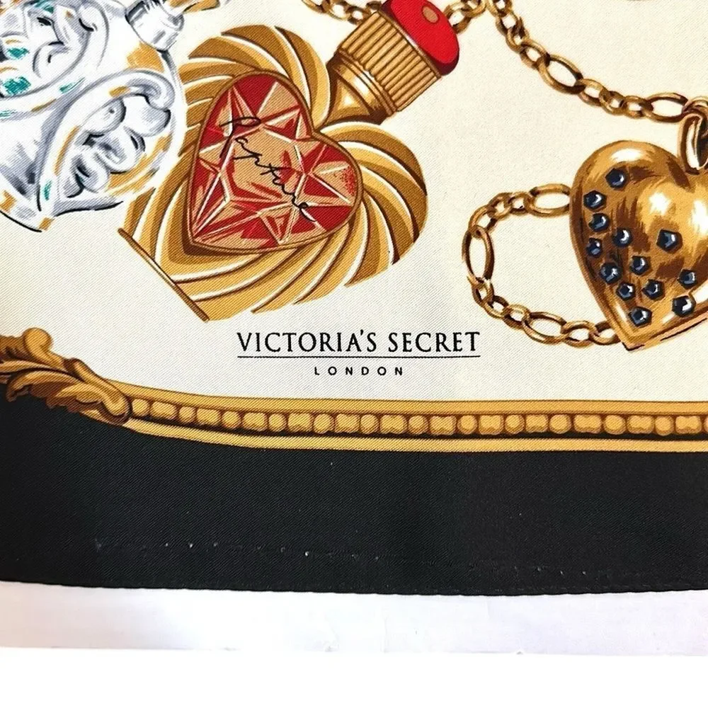Victoria's Secret London Silk Perfume Chain Print Square Scarf